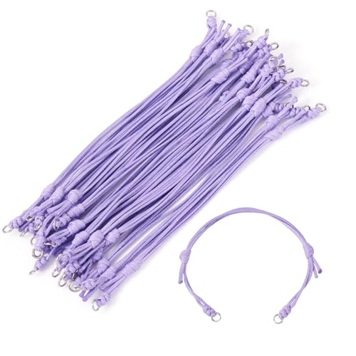 Sparkeads, 20 piezas de cordón de pulsera trenzada sin terminar de 23,5 cm, cordón de poliéster encerado ajustable para pulseras de pareja, manualidades de joyería DIY, Lila