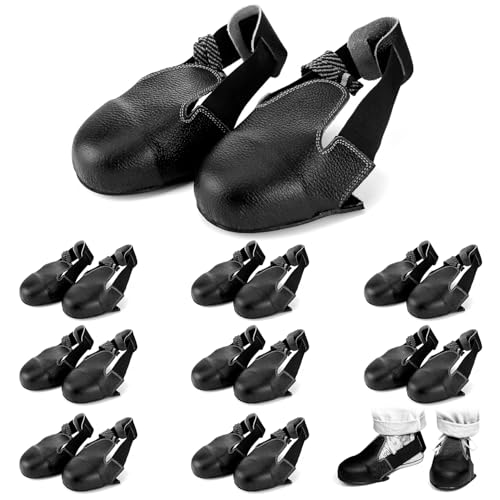 QWORK Steel Toe Cap Safety Overshoes, Anti-Smash Workplace Cover for Men & Women, 8 Pairs (US Size 5-12)