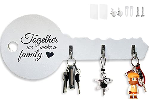 Echehi Colgador Llaves de Pared - Gran Regalo Para Decorar Hogar, Autoadhesivo o Perforador, Instalación de 3 Vías, Porta Llaves Para el Hogar, Blanco