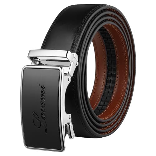Image of Men's Real Leather Ratchet Dress Casual Belt, Cut to Exact Fit,Elegant Gift Box