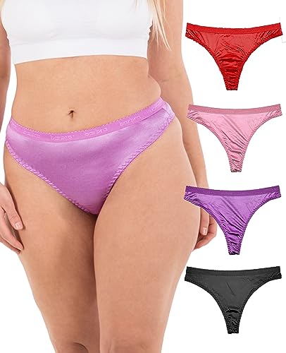 Sexy Satin Thong Panties Small to Plus Size Thongs for Women Underwear Multi Pack2