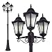 Produktbild Außenleuchte Hongkong Frost, Kandelaber in antikem Look, Aluguß in Schwarz matt m. Milchglas-Scheiben, 3-armige Wegeleuchte, höhenverstellbar, Retro/Vintage Gartenlampe, E27, IP44, ohne Leuchtmittel