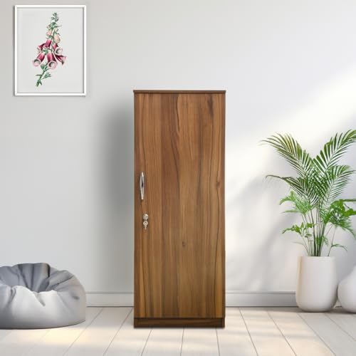 Image of Amazon Brand - Solimo Optima Engineered Wood 4ft 1 Door Wardrobe for Clothes | Storage Organizer | Storage Cabinet for Kitchen | Multipurpose Almirah for Bedroom - Leon Teak