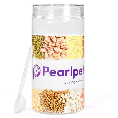 Image of PEARLPET Plastic Containers for Kitchen Storage | Plastic Container Set with Spoon | BPA-Free, Stackable Jars | Transparent, 1400 ML (Set of 2)