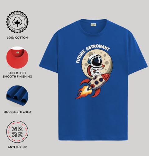 Image of ADRO T Shirts for Boys & Girls | Astronaut Printed T-Shirt | Ages 3-14 | 100% Cotton Round Neck Tshirt for Boys