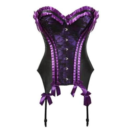Corsé para mujer, con cordones, bordado, estilo renacentista, punk, rock, carnaval, fiesta, clubwear, 8821-morado, M