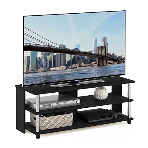 Furinno Sully Mobile Ripiani per TV, Legno ingegnerizzato, Americano/Acciaio Inossidabile, 3 Livelli 105 cm