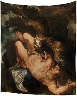 SEANATIVE Grecka_mitologia klasyczna sztuka arcydzieło gobelin seria Piotr Paul Rubens Prometeusz związany na ścianę wiszący gobelin antyczny vintage kolekcja dom dekoracyjny S