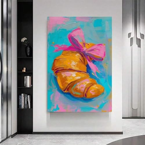 Croissant avec nœud rose affiche abstraite 30x45cm - 4