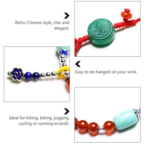 Hemobllo Beaded Phone Charm Phone Hand Wrist Lanyard Chinese Style Handmade Natural Onyx Jade Anti- Lost Chain Mobile Phone Strap String (Red) #TOP5