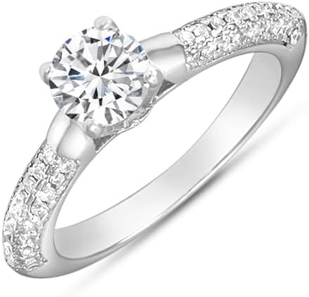TUANZ925 Sterling Silver Rings For Women And Girls | Myrna Solitaire 925 Silver Ring | Zircon Stones Rhodium Plated Ring | Birthday Gifts For Women Valentine Gift For Girls