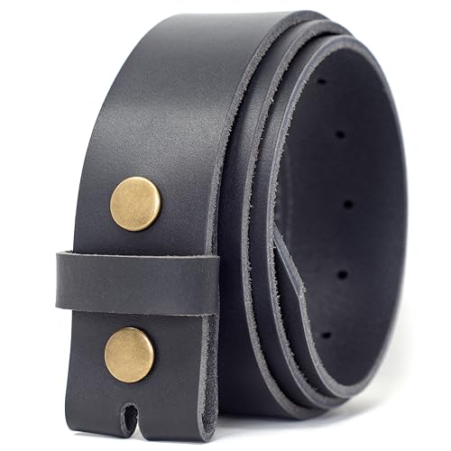 Ashford Ridge 40mm Full Grain Hide Leather Snap On Belt - Black Medium - Made in England