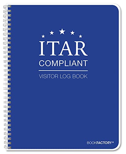 BookFactory ITAR Visitor Log Book/Visitor Register/Guest Sign-in Book - 120 Pgs, 8.5" X 11" Wire-O (Official ITAR-International Traffic in Arms Regulations Version) (LOG-120-7CW-PP(ITAR-Visitor-Log))
