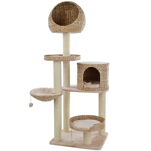 Cadre d'escalade pour Chat en Corde de sisal Naturel, Cadre d'escalade pour litière pour Chat intégré, adapté aux Chats d'intérieur.