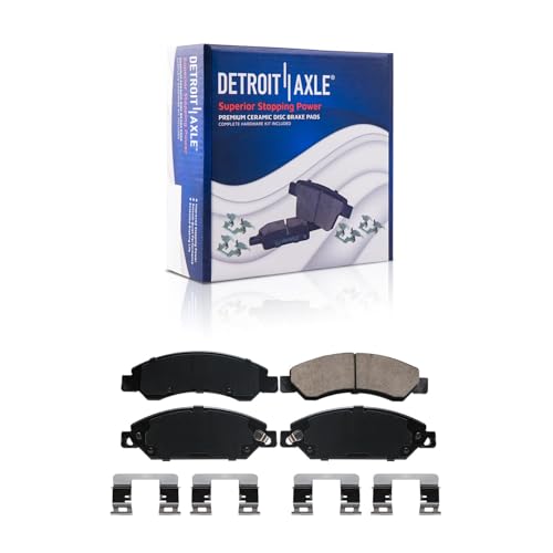 Image of Detroit Axle - Front Brake Kit for Chevy GMC Silverado Suburban Sierra | Yukon XL 1500 Avalanche Tahoe Cadillac Escalade ESV EXT, Drilled & Slotted Disc Brake Rotors Replacement Ceramic Brakes Pads