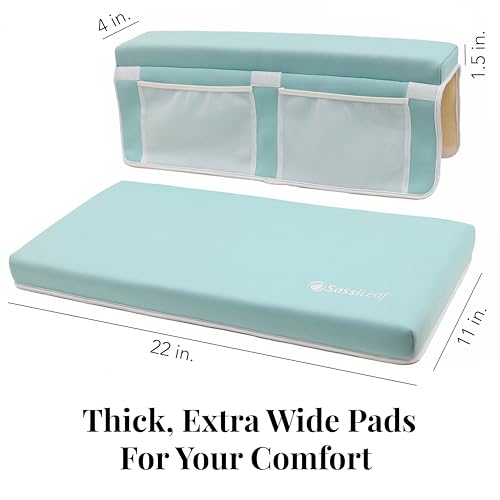 Image of Bath Kneeler & Elbow Rest-Thick, Non-Slip 1-Piece Pads Protect Elbows and Knees, Mesh Pockets. Quick-Dry, Easy to Clean. Perfect for Bathing Babies and Pets (Cool Mint)