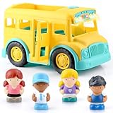 PLAY Yellow School Bus Toy for Toddlers with Figures and Driver | Lights/Music and One-Tap Music Off | Interactive Role Learning Toy | Baby Gift for Boys and Girls First Day of School Gift