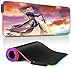 Tapis de Souris Blue RGB Anime Girl Tapis De Souris Grand Tapis De Bureau Lumineux LED XL Tapis De Clavier Souple Étendu Accessoires Pc, 30X70X0.4Cm