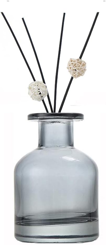 1Pcs 150ml/5oz Empty Glass Diffuser Bottle Aromatherapy Jar Container Fragrance Accessories Use with Essential Oils Replacement Diffusers Reed Sticks DIY Crafts Decor Gray