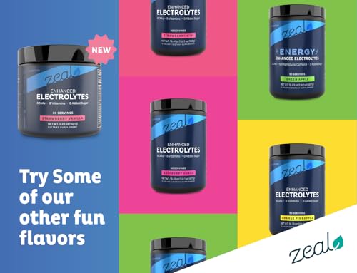 Image of Zeal Electrolyte Powder - 30 Servings | Keto Electrolytes Powder | Zero Sugar, BCAAs, B-Vitamins | Potassium, Zinc, Magnesium | Hydration Powder Recovery Drink | Strawberry Vanilla