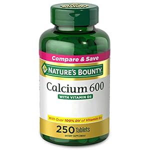 Calcium Carbonate & Vitamin D by Nature’s Bounty, Supports Immune Health & Bone Health, 600mg Calcium & 800IU Vitamin D3, 250 Tablets