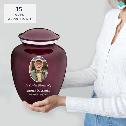Image of Geturns Embrace Adult Personalized Picture Cremation Urns for Human Ashes I Large Photo Cherry Purple Funeral Urn for Men and Women I 200 lbs