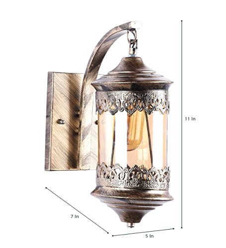 Image of SINOMAN Golden Antique Classic Retro Wall Light Fixture Vintage-Inspired Elegant Design for Home Decor, Living Room, Bedroom, Hallway and Home Ambiance Lighting (Without Bulb)