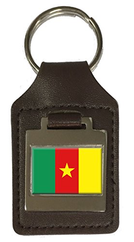 Porte-clés Cameroun cuir gravé maroquinerie drapeau