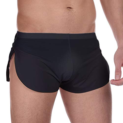 Hawyet Mesh Boxer Briefs for Men Side Split See Through Underwear Sexy Shorts Trunks Style Underpants