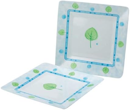 Melamine Square Dinner Plate - Lime Leaf x2