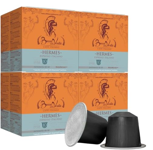 BOCCA DELLA VERITA - 40 Cápsulas de Café HERMES con Envase Protector Café Espresso de Tueste Natural y Artesano - Cápsulas Compatibles con Máquinas Nespresso®*, Ideas de Regalo Made in Italy