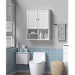 HAIOOU Bathroom Wall Cabinet with Motion Sensor LED Light, Wooden Medicine Cabinet Wall Mounted Cupboard, Over Toilet Storage Cabinet with Buffering Hinges and Adjustable Shelf - Modern White - Image 2