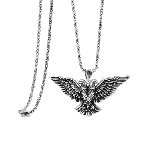 Feizikaw Women Necklace Men's Pendant Necklace Stainless Steel Statement Jewelry For Outdoor Adventure And Fashion Accessories (Silver, 4 9cm)