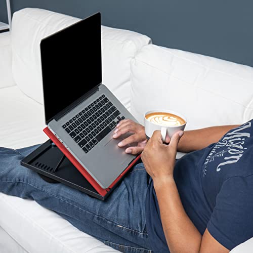 Mind Reader Anchor Collection, Scrivania Portatile Regolabile A 8 Posizioni, Con Cuscini Integrati, Colore: Rosso - 2