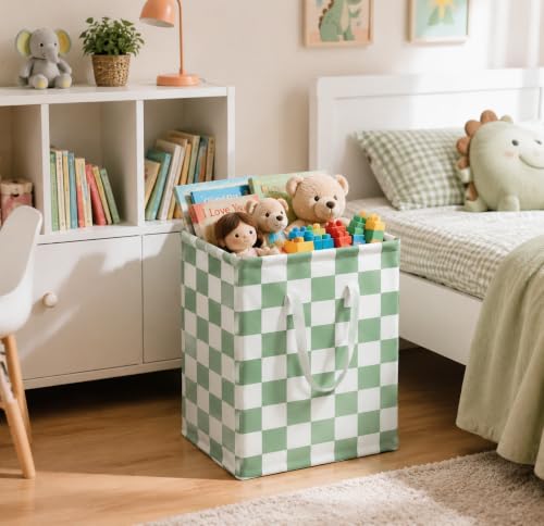 Image of MAIZMZ 3 Pack Sage Green Storage Bins, 14.6 inchx12.6 inchx19.7 inch Waterproof Lining Laundry Baskets for Girls Room, Gifts