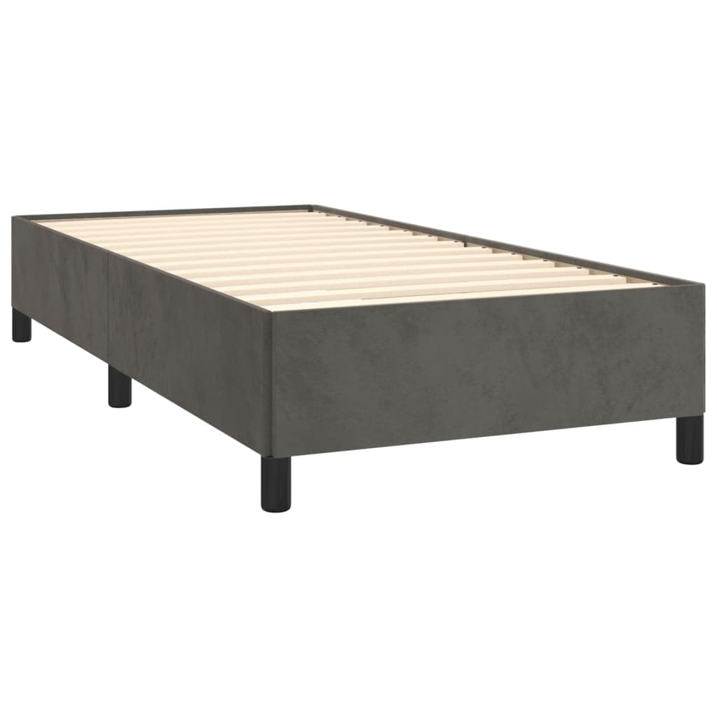 vidaXL Estructura de Cama Individual Somier Tapizado Dormitorio Habitación Muebles Mobiliario Cuarto Descanso de Terciopelo Gris Oscuro 90x200 cm