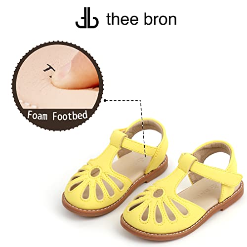 Image of THEE BRON Toddler Girls Closed-Toe Sandals Sweet Retro Cutout Summer Dress Shoes