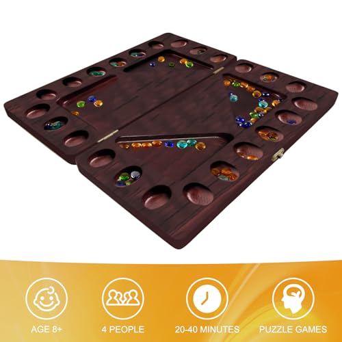 Juego de Mesa Mancala 4 Jugadores Plegable de Madera miniatura 5