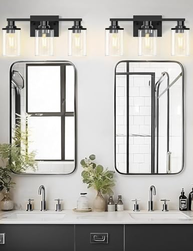 Image of DORESshop Black Vanity Light Fixture for Bathroom 3-Light Modern 20 Inch