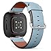 CJBROES Replacement Leather Watch Band, Compatible with Fitbit Versa 3 and Fitbit Sense of Wristband Bracelet Accessory - Detail Denim Jean Texture