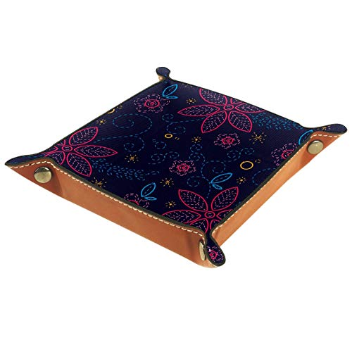 Tray Organizer Storage for Men Women,Tray Desktop Nightstand Dresser Vanity Tray Box Catchall Tray,Office Key Wallet Coin Jewelry Box Floral Dark Color