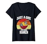 donna regalo per bambini solo una ragazza che ama il ramen bradipo maglietta con collo a v