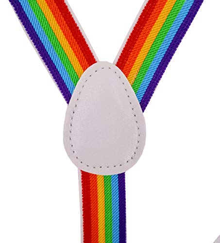 Navisima Adjustable Elastic Y Back Style Suspenders For Men And Women With Strong Metal Clips, Rainbow (1 Pack) #TOP1