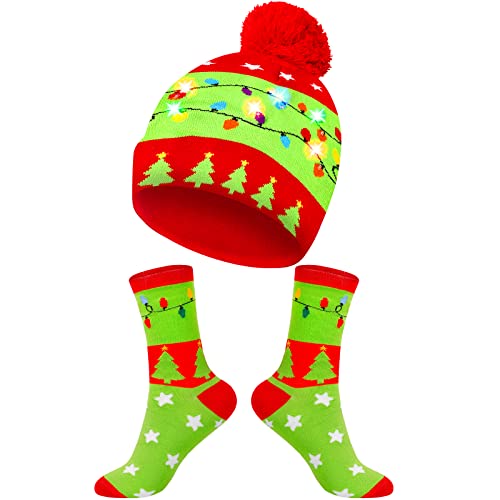 MGparty LED Christmas Beanie Socks