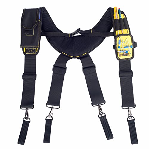 AISENIN Magnetische Hosenträger Werkzeug Gürtel Hosenträger gepolstert mit magnetischem Armband Telefonhalter (gelb) Cover