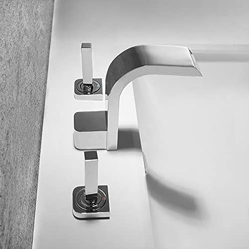 Robinet de lavabo à 3 trous anti-éclaboussure mitigeur cascade laiton durable