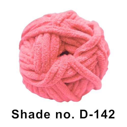 Image of VCR Salmon Pink, 100 Grams Hank, 60 Meters Length, Premium Polyester Ball for Crochet and Knitting, Pack of 1 Yarn, Soft and Bulky Fur Suitable for DIY