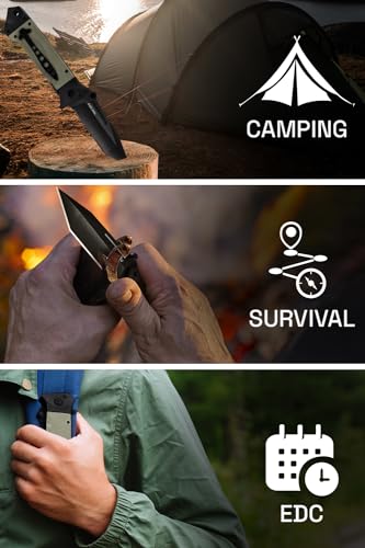 Grand Way 6688-BG Spring Assisted Knife - Survival Tactical Knife With Black Tanto Blade - Pocket Knives & Folding Knives thumb #6