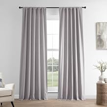 HPD Half Price Drapes French Linen Curtains 96 Inches Long Room Darkening Curtains for Bedroom & Living Room 50 X 96, 1 Panel, Earl Grey