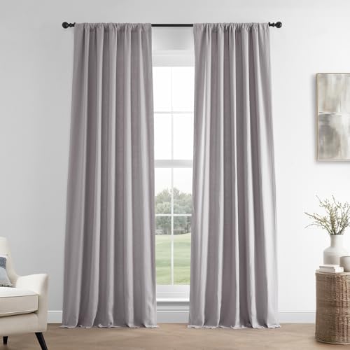 HPD Half Price Drapes French Linen Curtains 84 Inches Long Room Darkening Curtains for Bedroom & Living Room 50 X 84, (1 Panel), Earl Grey